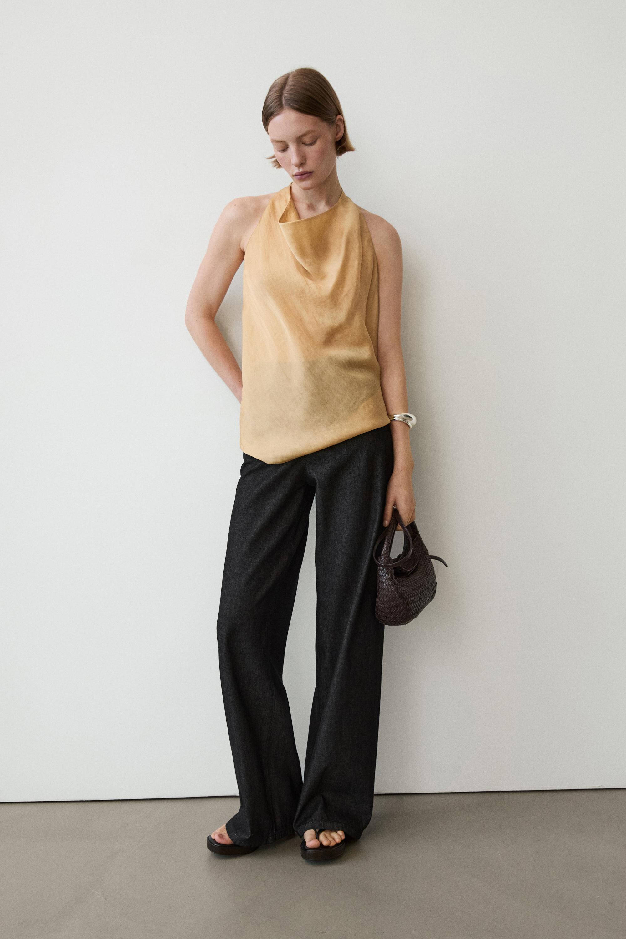 Flowing top with cowl neckline